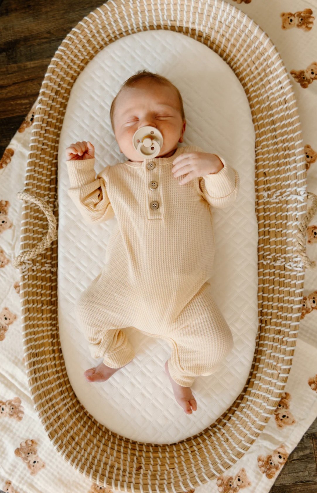 Little Oak Tree - Waffle Knit Sleeper Buttercream