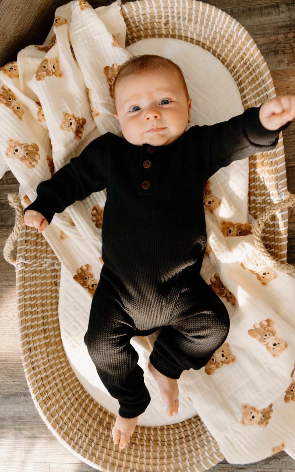 Little Oak Tree - Waffle Knit Sleeper Black