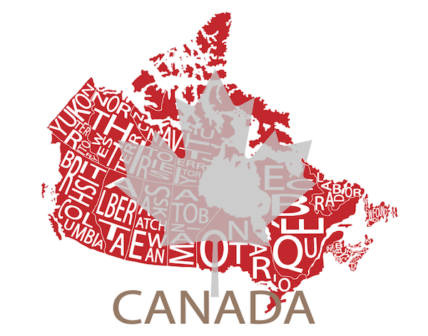 All Over the Map Studios - Map of Canada (Various Colours) - 2
